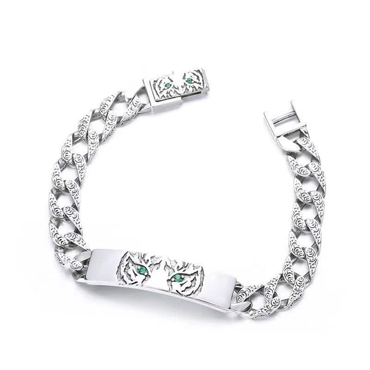 Bracelet manchette porte-bonheur en cuivre avec motif tigre