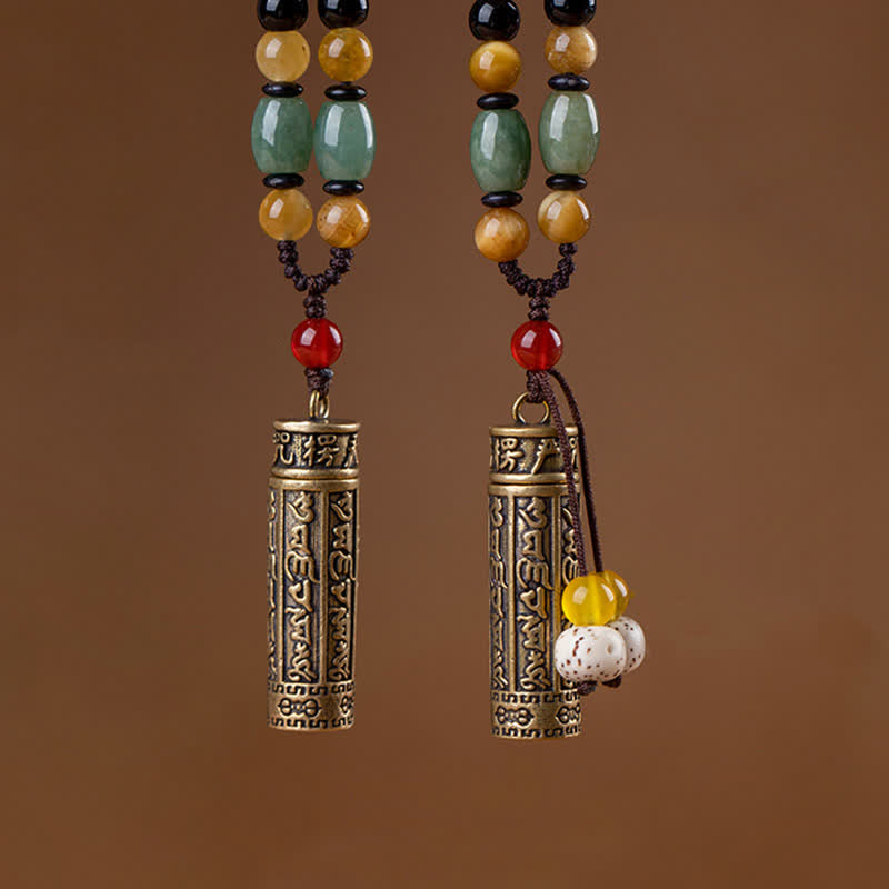 Buddhastoneshop Tibet Om Mani Padme Hum Agate Shurangama Sutra Protection Collier Pendentif - image 3