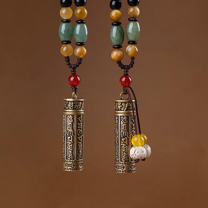 Buddhastoneshop Tibet Om Mani Padme Hum Agate Shurangama Sutra Protection Collier Pendentif - image 3