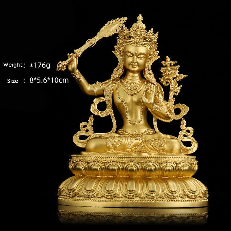 Figurine de Bouddha de médecine Amitabha Shakyamuni Statue de sérénité en cuivre Décoration de la maison - Bodhisattva Manjushri de 10 cm - image 9