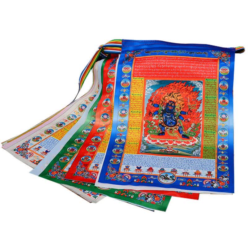 Buddha Stones Drapeau de prière extérieur tibétain à 10 couleurs représentant le Bouddha Cheval du Vent, symbole de guérison et de bon augure - image 22