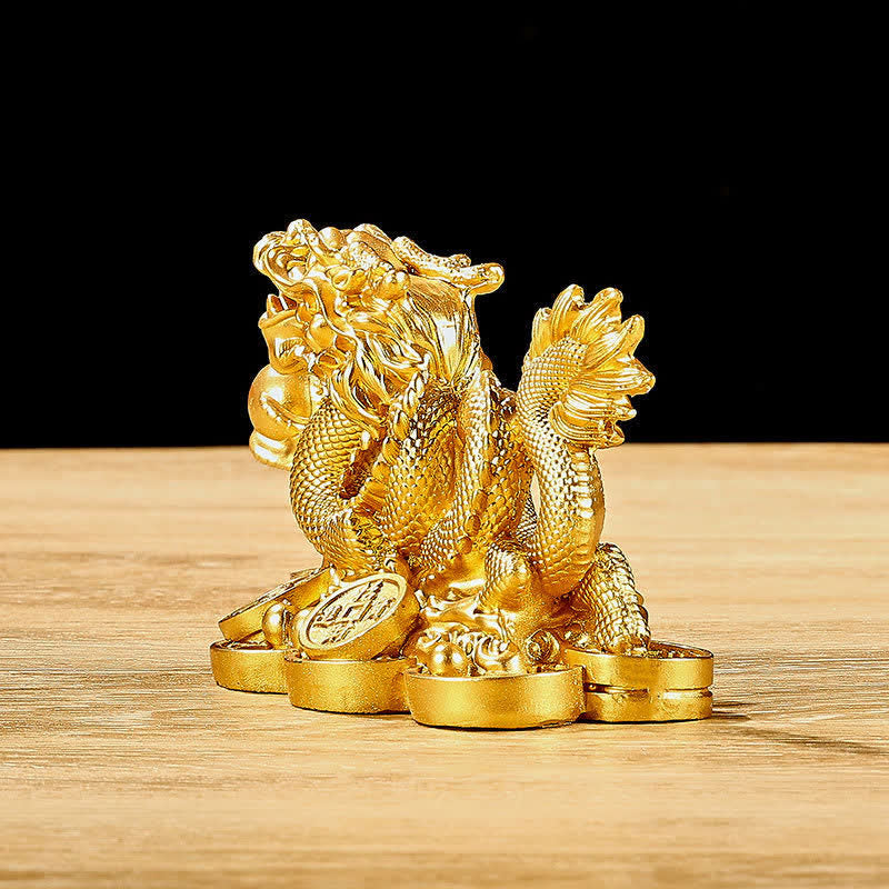 Buddha Stones Feng Shui Dragon Pièce de monnaie en cuivre Richesse Succès Chance Décoration