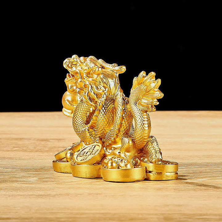 Buddha Stones Feng Shui Dragon Pièce de monnaie en cuivre Richesse Succès Chance Décoration