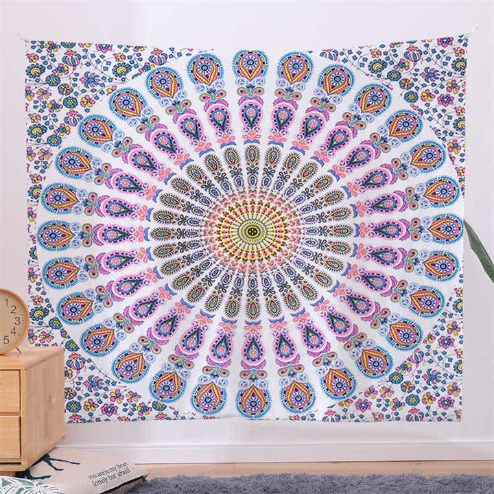 Tapisserie murale à motif mandala bohème, art mural, focus sur la créativité, décoration de salon pour la maison