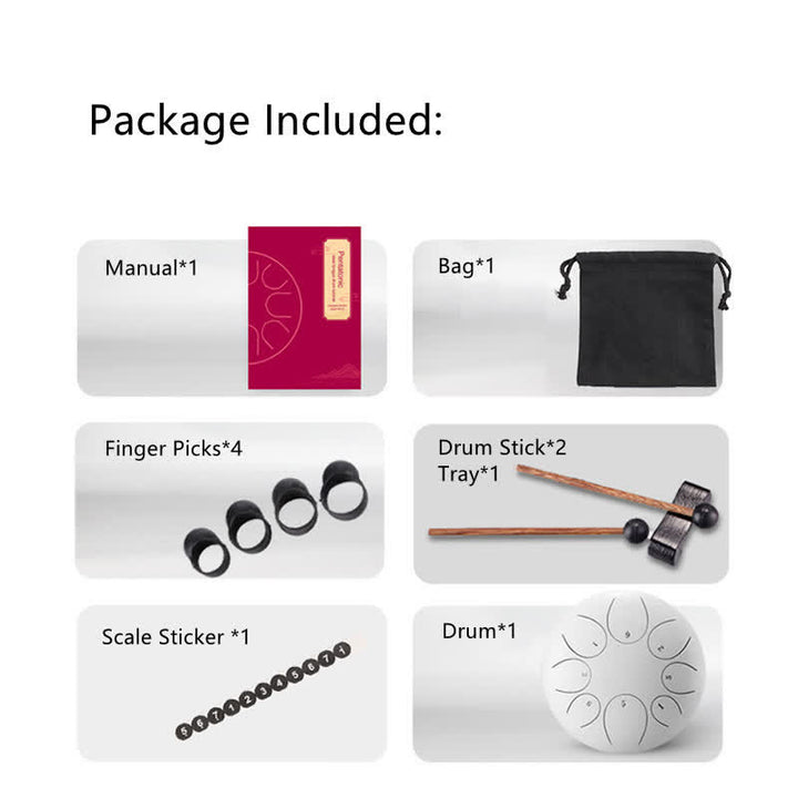 Buddha Stones Kit de batterie de yoga et de méditation avec tambour à langue en acier