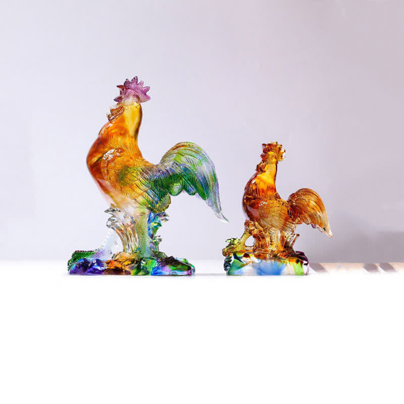 Pièce d'art en cristal de coq Liuli faite à la main, décoration d'intérieur - image 12