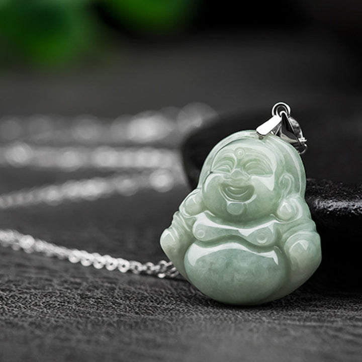 Collier Buddha Stones rieur en jade, pierre de Bouddha, avec chaîne en acier titane et pierre de Bouddha. - image 5