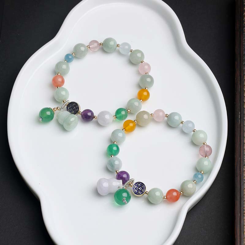 Bracelet porte-bonheur en gourde et jade