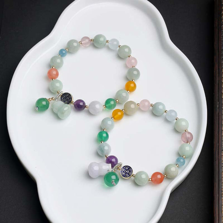 Bracelet porte-bonheur en gourde et jade
