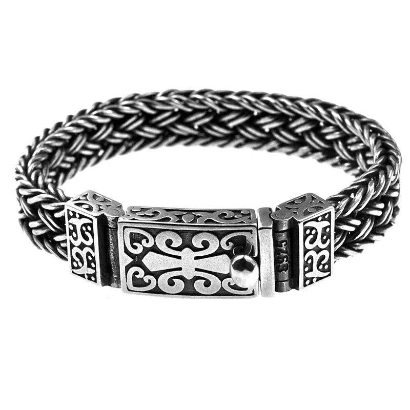 Bracelet de guérison tressé à motif totem de vigne rétro Buddha Stones