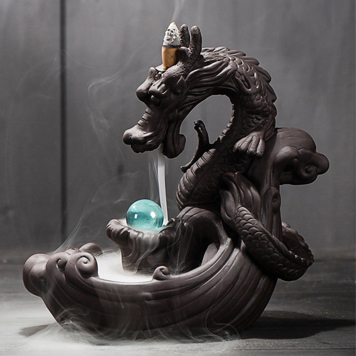 Brûleur d'encens tibétain en Buddha Stones pour protection du dragon