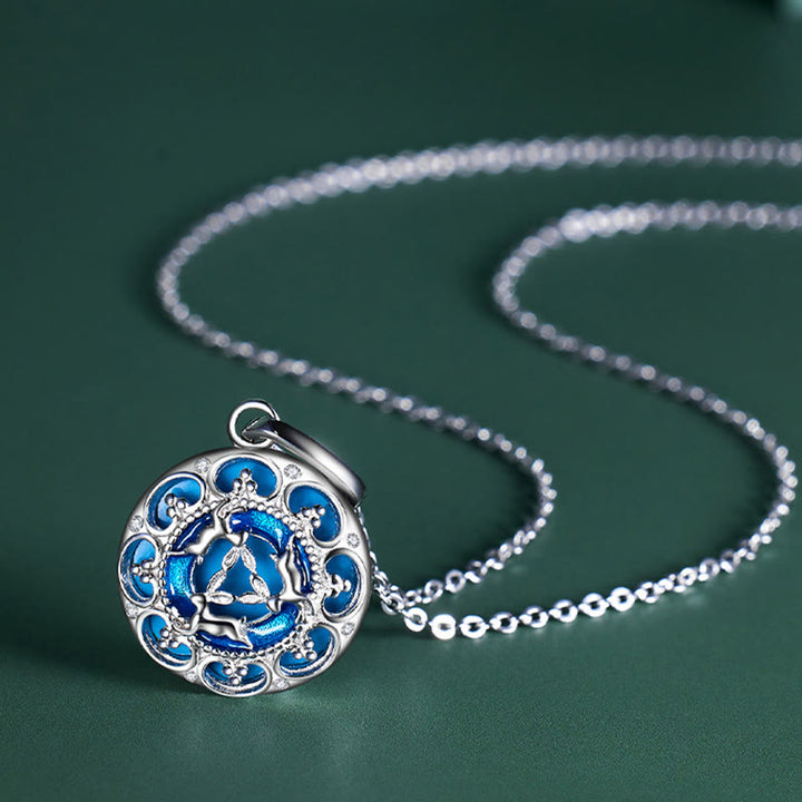 Collier pendentif en argent sterling 925 avec trois lapins en turquoise ronde de Buddha Stones - image 1