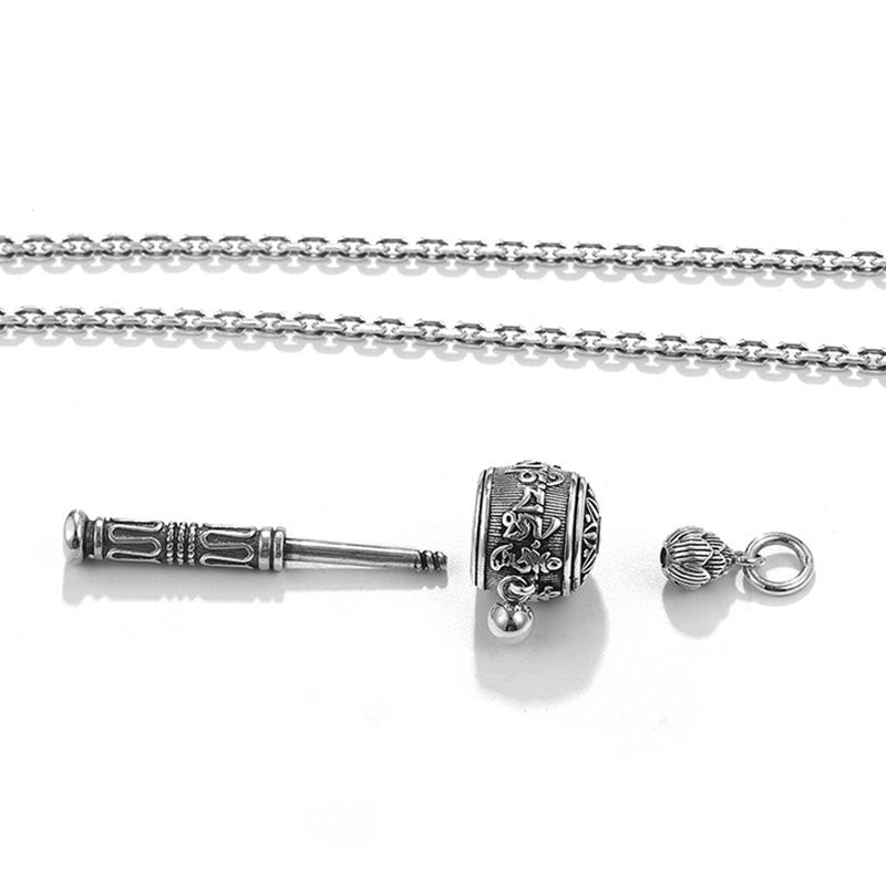 Collier pendentif rotatif en Buddha Stones tibétain Om Mani Padme Hum avec roue de prière Lotus Sagesse
