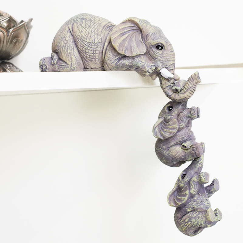 Buddha Stones 3 pièces Figurines Feng Shui Éléphant Sitter Figurine de Richesse Décoration de la Maison - image 0