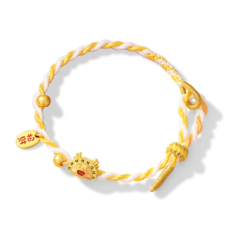 ❗❗❗Une vente flash - Bracelet tressé en argent sterling 925 avec motif boulettes de l'année du dragon de Buddha Stones Stones pour attirer la fortune