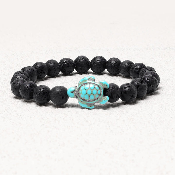 Bracelet de bénédiction en pierre naturelle de Buddha Stones avec tortue de mer turquoise