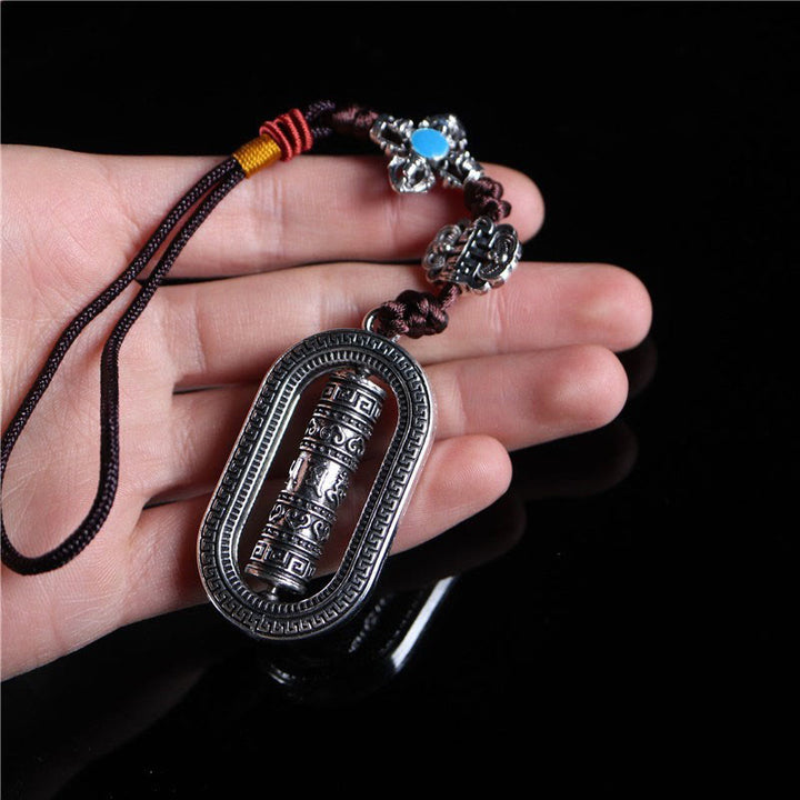 Buddha Stones Tibet Om Mani Padme Hum Roue de prière Paix Rotative Décoration à suspendre pour voiture