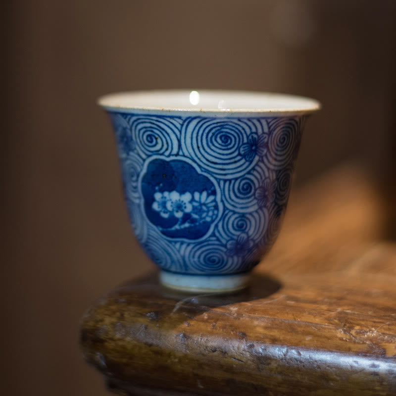Buddha Stones Jingdezhen Porcelaine Bleue et Blanche Peinte à la Main Fleur de Lotus Tasse à Thé en Céramique Tasses à Thé Kung Fu