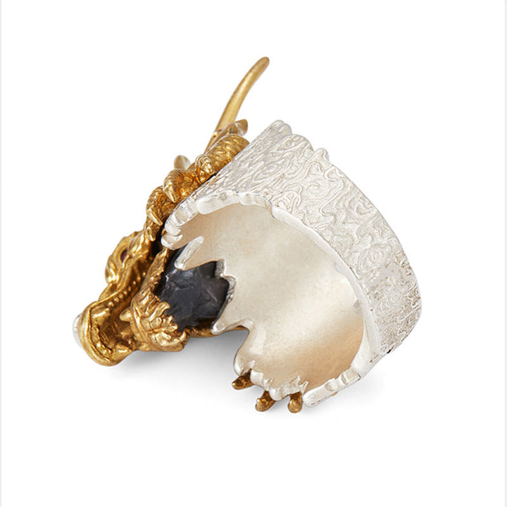 Pendentif bague réglable en argent sterling 925 Buddha Stones et dragon porte-bonheur et protection - image 5