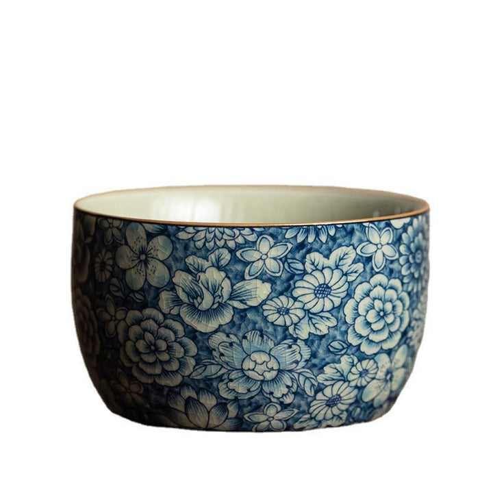 Tasse à thé en céramique motif Buddha Stones Lotus bleu Fleur de pêcher Chrysanthème Tasses à thé Kung Fu