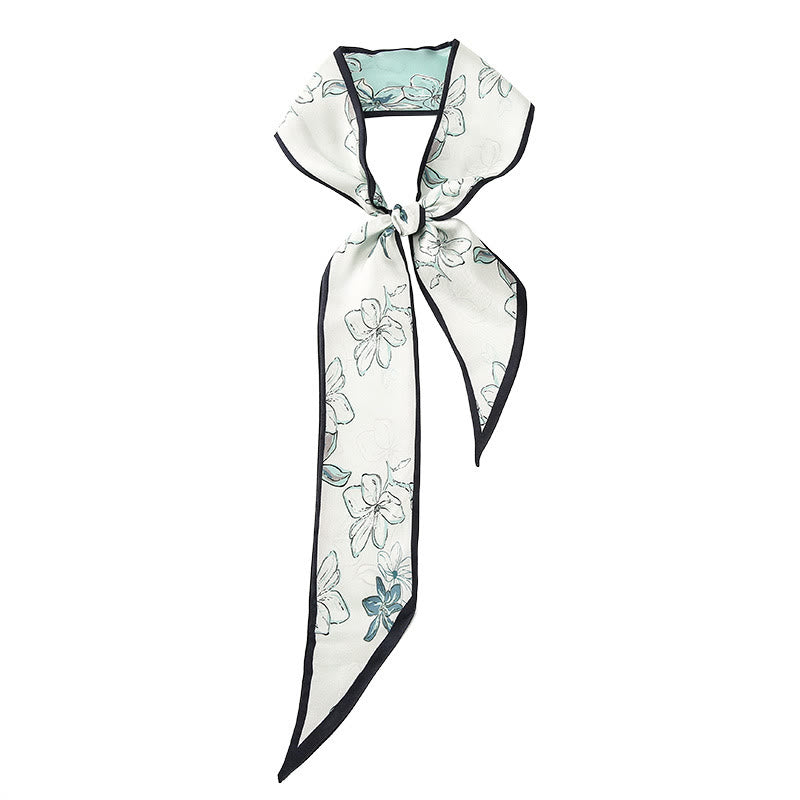Foulard pour cheveux en soie 100 % mûre avec Buddha Stones, fresques de Dunhuang, montagnes, coucher de soleil, motif floral
