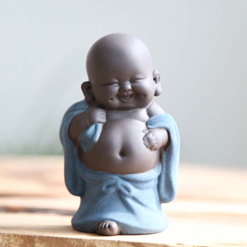 Buddha Stones Toujours Souriant Bouddha Rieur Richesse Chance Argile Violette Statue Maitreya Décoration - Bouddha rieur - image 13