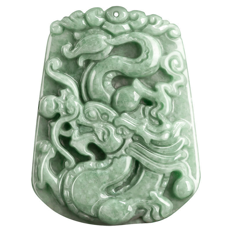 Collier avec pendentif en chaîne de perles de protection en jade et pierre de Buddha Stones Année du Dragon Zodiaque chinois