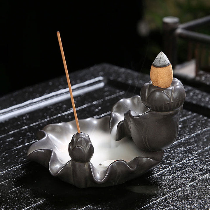 Brûleur d'encens porte-bonheur en forme de poisson Koi en Buddha Stones