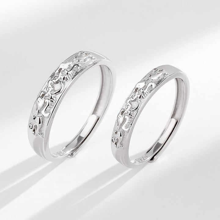 Bague de couple réglable en argent sterling 925 Buddha Stones PiXiu Balance