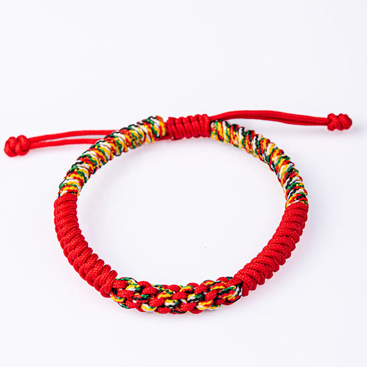 Bracelet tressé porte-bonheur en Buddha Stones tibétaines fait à la main avec nœud King Kong coloré