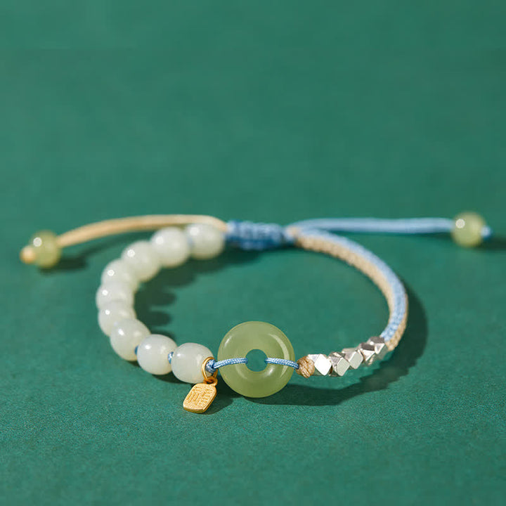 Bracelet porte-bonheur en perles de jade Hetian en argent sterling 925 Buddha Stones