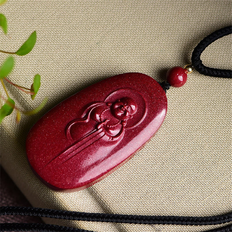 Collier pendentif en Buddha Stones rieur Yin Yang zodiaque chinois gourde cinabre naturel bénédiction - image 2