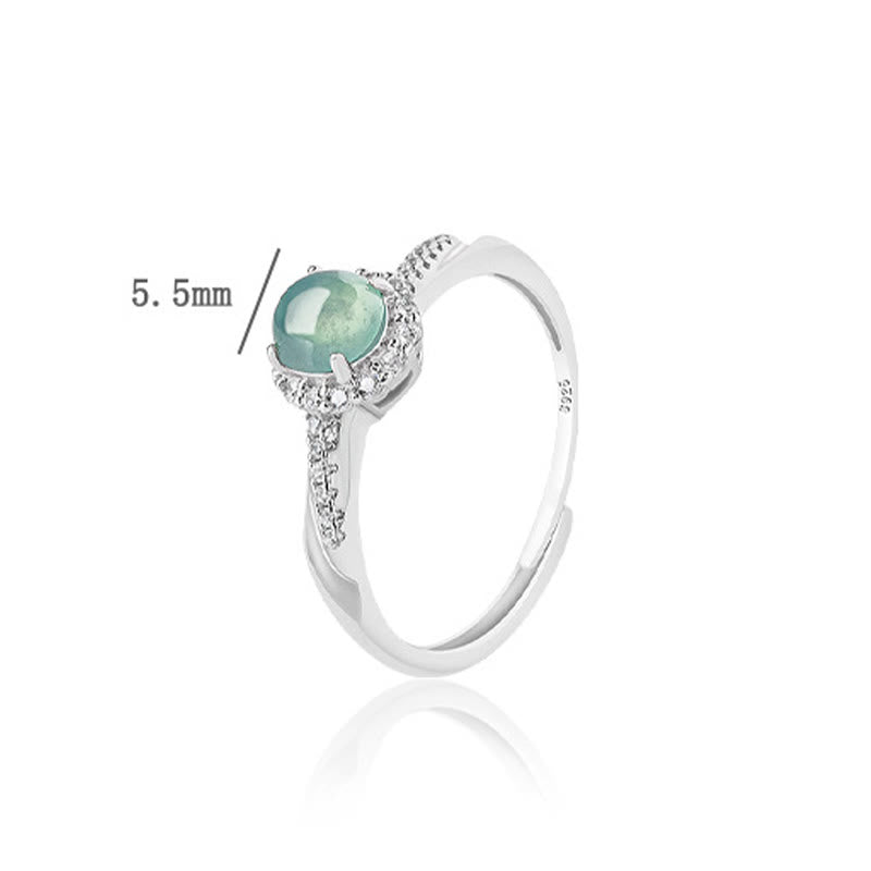 Bague ajustable en argent sterling 925 Buddha Stones et jade rond pour la chance et la prospérité - image 6