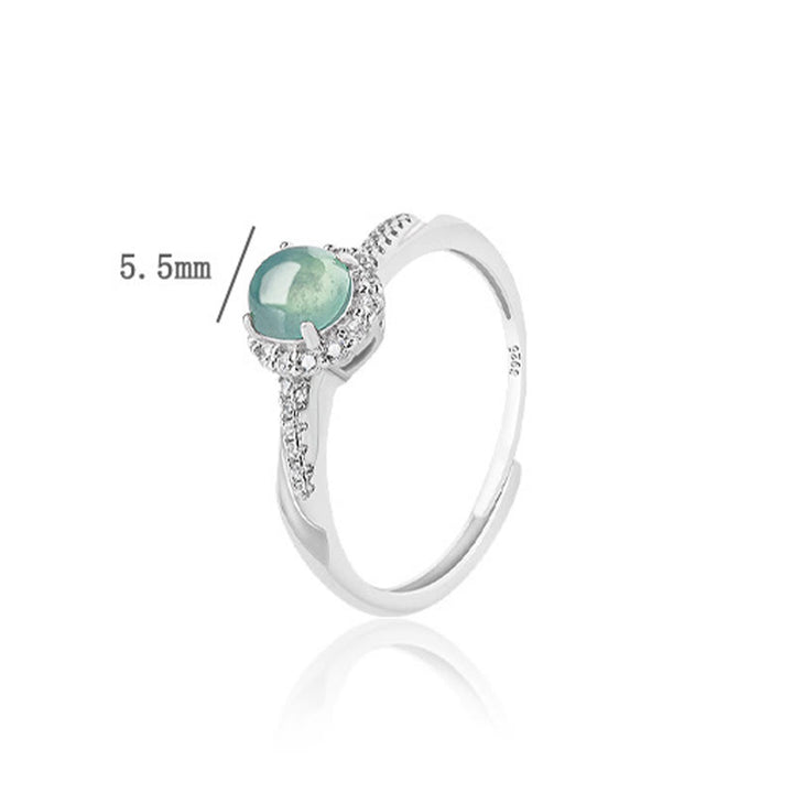 Bague ajustable en argent sterling 925 Buddha Stones et jade rond pour la chance et la prospérité - image 6