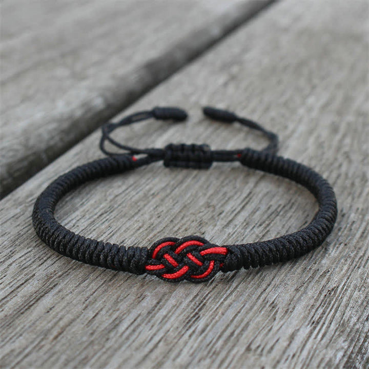 Bracelet tibétain en corde avec protection et nœud chinois porte-bonheur, lot de 2 Buddha Stones