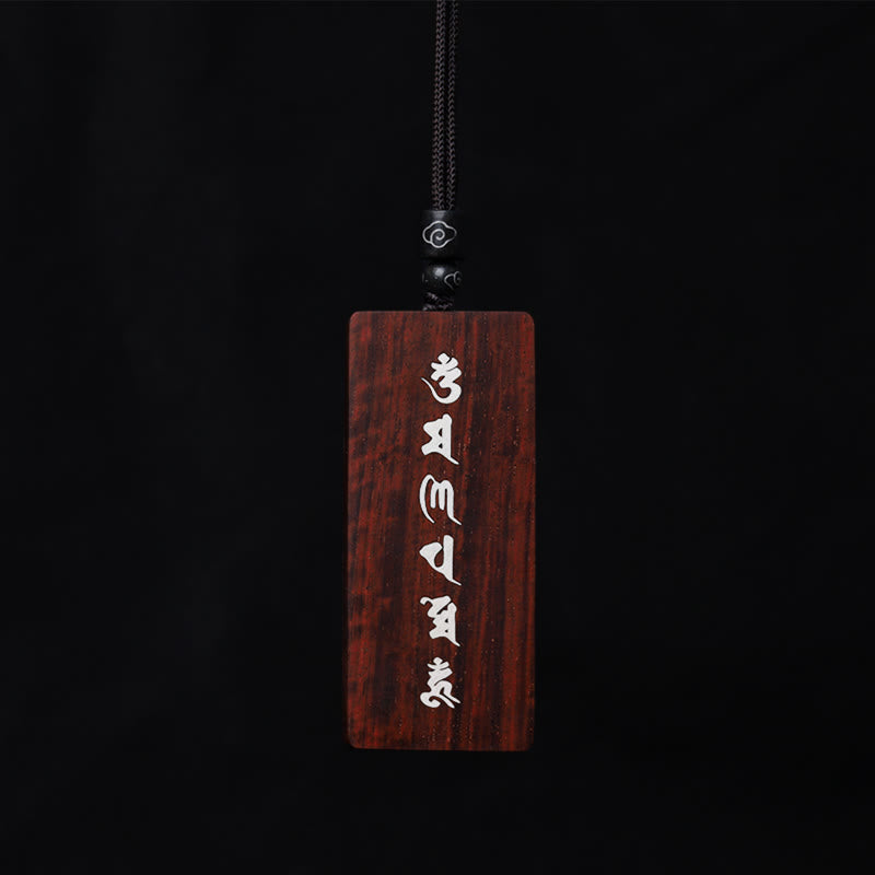 Collier pendentif de protection incrusté de Buddha Stones en argent sterling 999 avec petite feuille de bois de santal rouge et bois d'ébène Om Mani Padme Hum - image 7