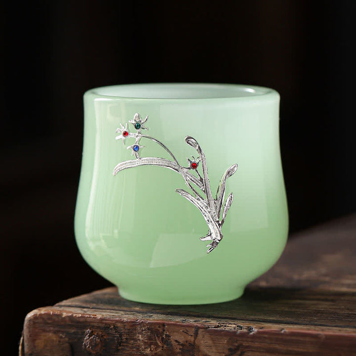Tasse à thé en céramique Buddha Stones Lotus Dragon Phoenix Flower