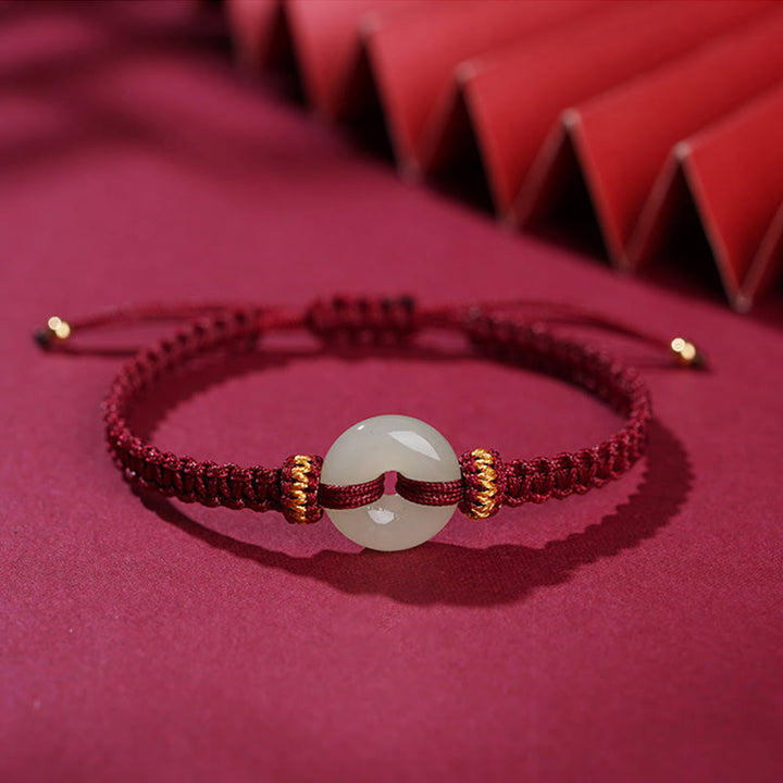 Bracelet tressé en jade avec boucle de paix et Buddha Stones