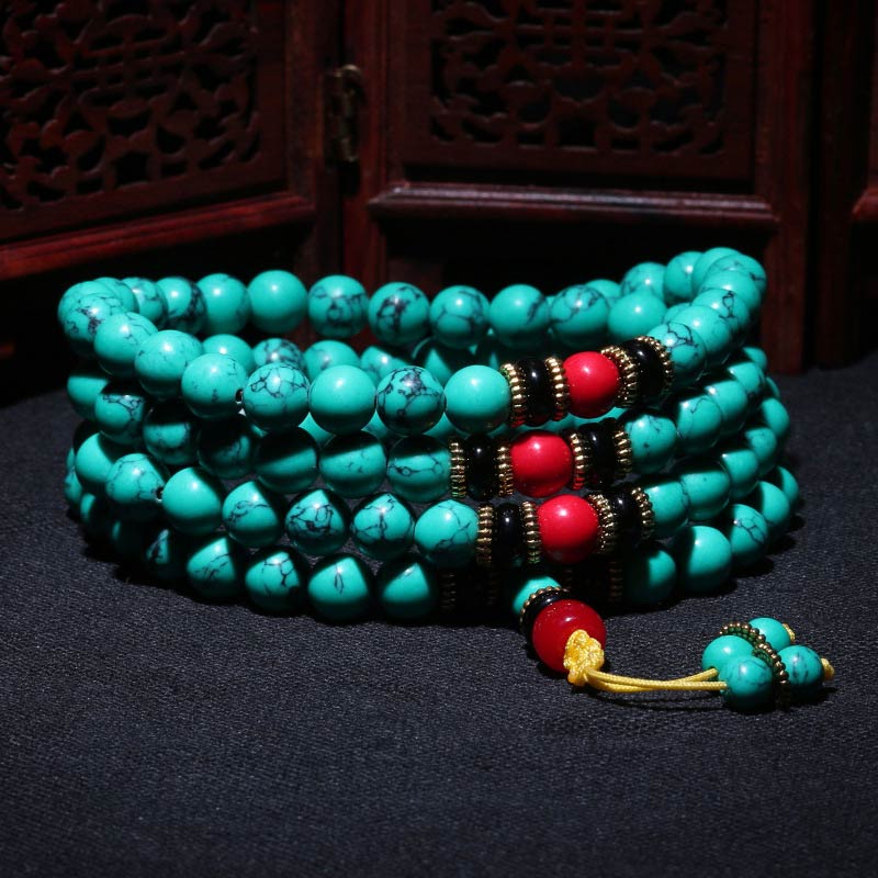 Bracelet Mala de guérison Buddha Stones de Bouddha turquoise