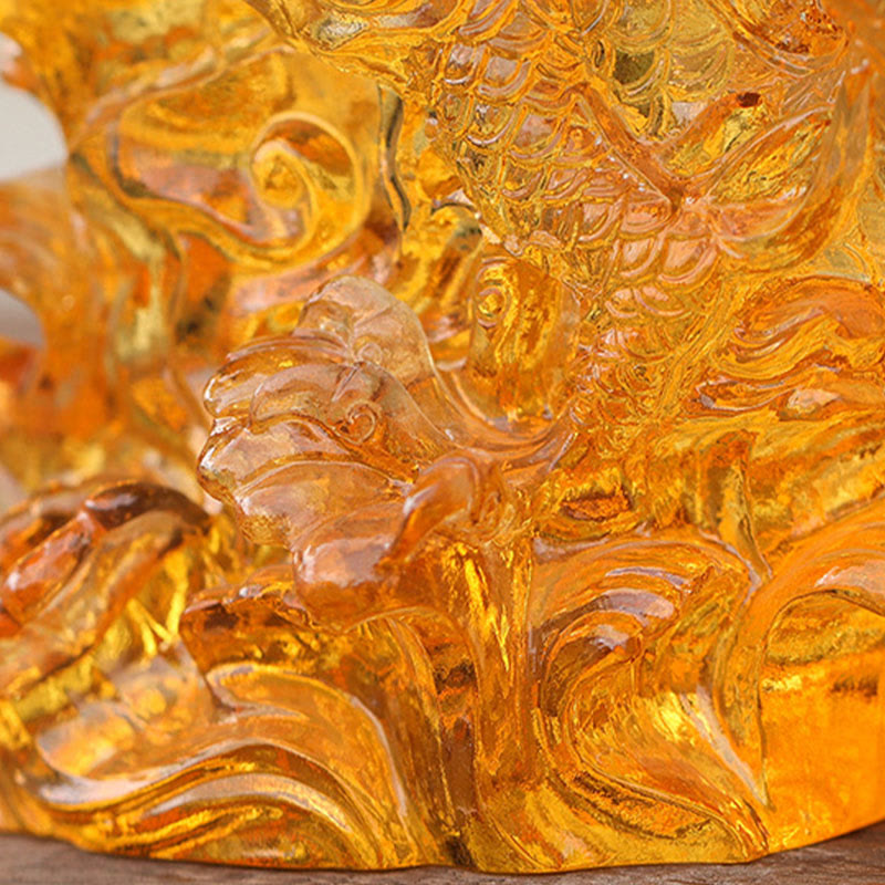 Buddha Stones faites à la main, zodiaque chinois, dragon jaune, cristal Liuli, pièce d'art, protection de la chance, décoration de bureau à domicile - image 6