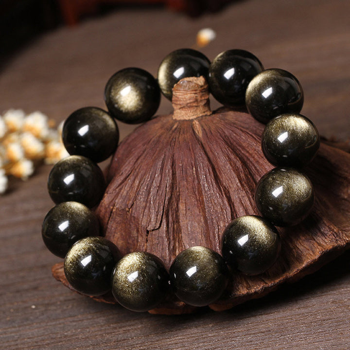 Bracelet de purification en obsidienne tibétaine Buddha Stones