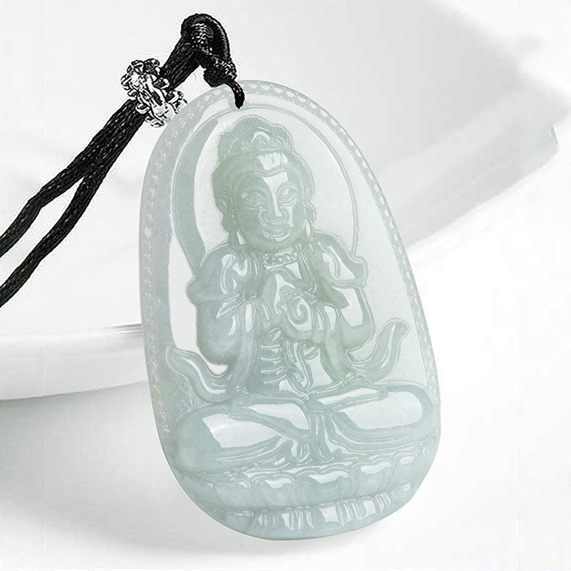 Collier pendentif en jade avec Buddha Stones et zodiaque chinois - Chèvre/Singe - image 13