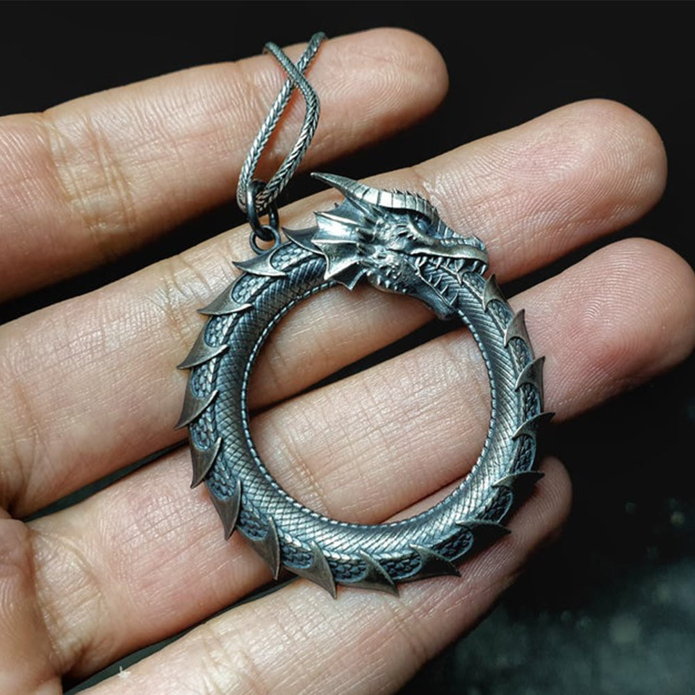 Collier pendentif protection serpent dragon en étain pur Buddha Stones - image 3