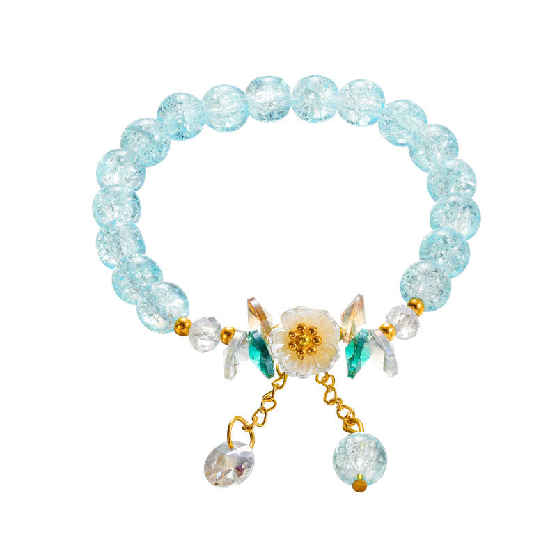 Bracelet en perles de verre à breloques en forme de fleur Buddha Stones au design simple
