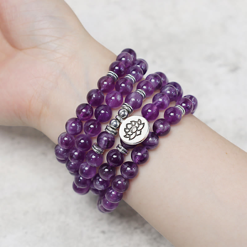 Bracelet Mala Purification Améthyste Naturelle Buddha Stones