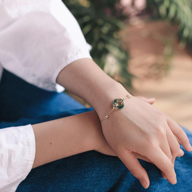 Bracelet d'harmonie et de guérison en jade cyan avec Buddha Stones