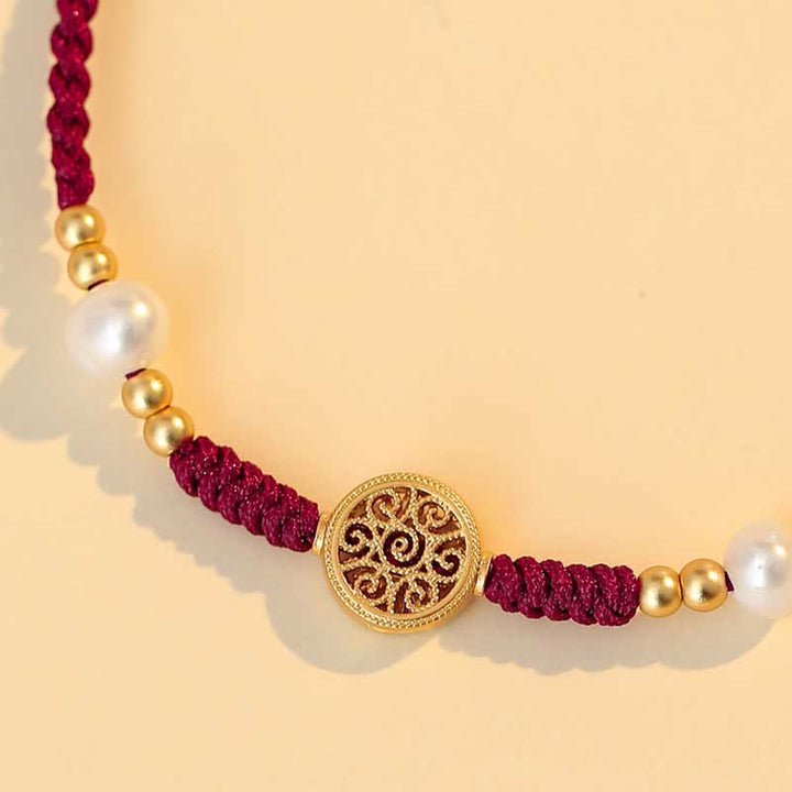 Bracelet tressé en cuivre avec Buddha Stones et pièce de monnaie, arbre de la fortune, chance et force