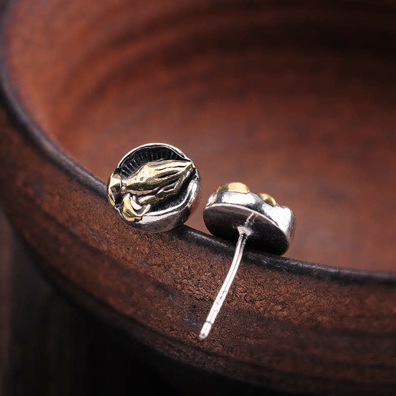 Boucles d'oreilles à tige Namaste Equality en argent sterling 925 Buddha Stones - image 5