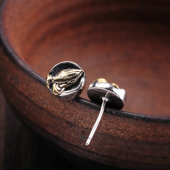 Boucles d'oreilles à tige Namaste Equality en argent sterling 925 Buddha Stones - image 5