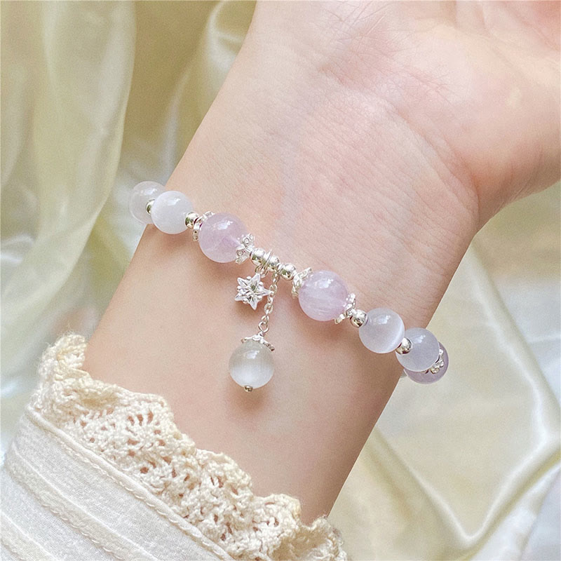 Bracelet étoile de conscience spirituelle œil de chat en améthyste naturelle en argent sterling 925 de Buddha Stones